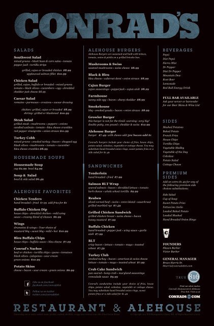 Download a PDF of our printed menu. - CONRAD'S Restaurant