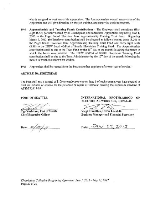 COLLECTIVE BARGAINING AGREEMENT BY AND ... - Port of Seattle