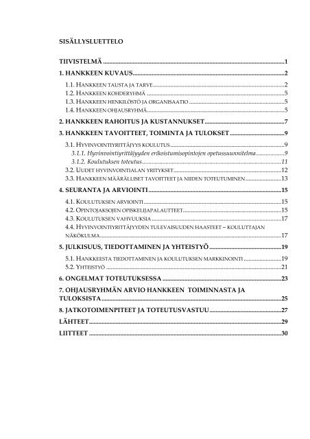 hyvinvointiyrittÃ¤jyys koulutushanke - Centria tutkimus ja kehitys