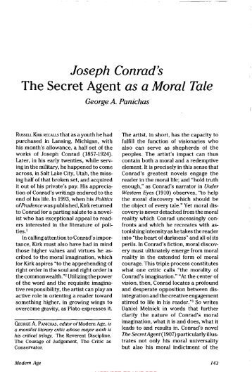 Joseph Conrad's The Secret Agent as a Moral Tale