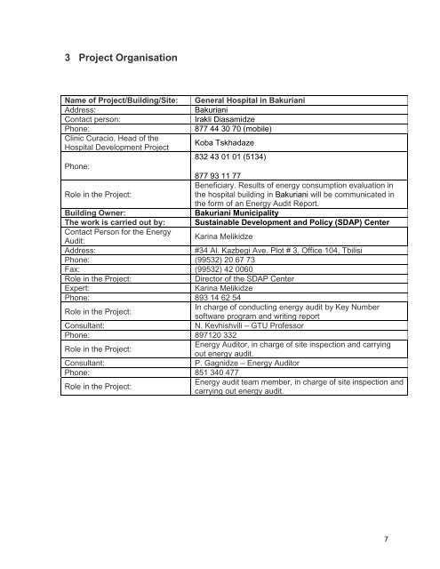 Energy Audit Report of the General Hospital Building in ... - Tkibuli Tea