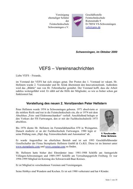 VEFS – Vereinsnachrichten