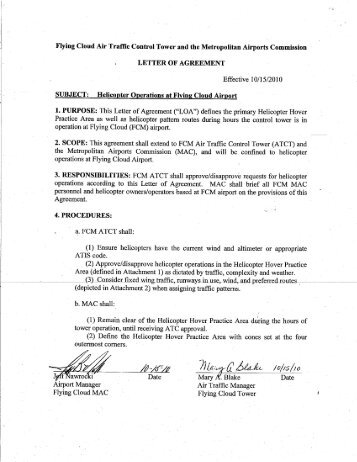 i letter of agreement - Metropolitan Airports Commission Noise ...