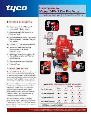 model dPV-1 dry PiPe ValVe - Tyco Fire Products