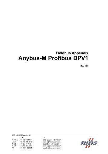 AnyBus-M Profibus DPV Fieldbus Appendix - RESoluCOM