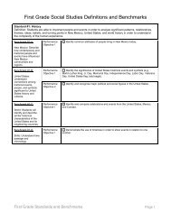 First Grade Social Studies Definitions and Benchmarks