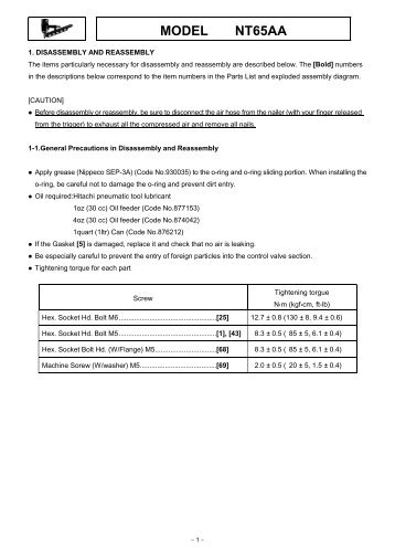 View Service Manual (PDF format 247 KB) - Tool Parts Direct . com