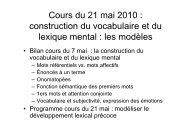 construction du vocabulaire et du lexique mental - Lacheret