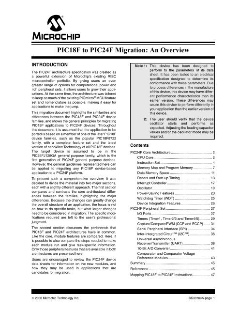 PIC18F to PIC24F Migration: An Overview - Microchip