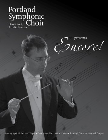 2013 Encore program - Portland Symphonic choir