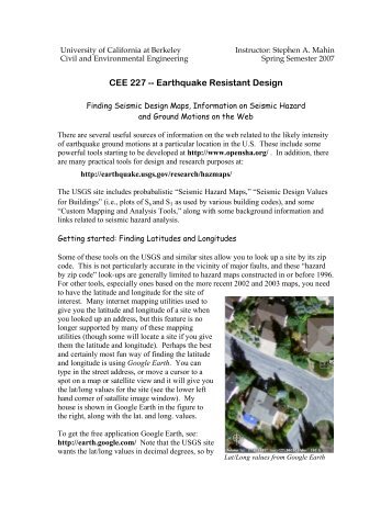 CEE 227 -- Earthquake Resistant Design - Civil and Environmental ...