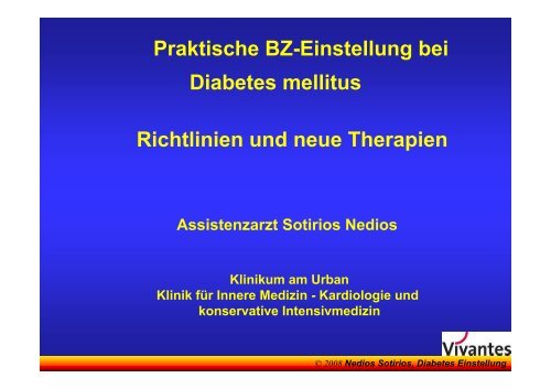 Praktische BZ-Einstellung bei Diabetes mellitus Richtlinien und ...