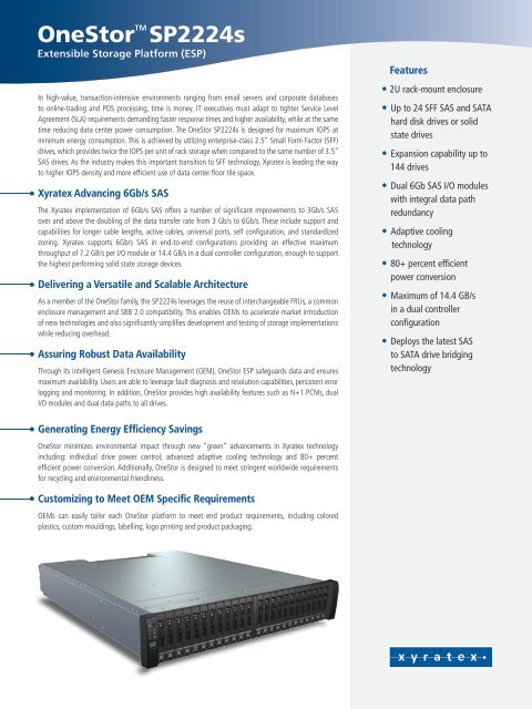 OneStor SP-2224 Datasheet - Xyratex