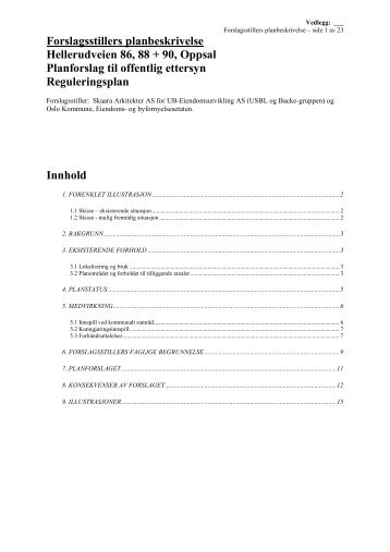 Forslagsstillers planbeskrivelse Hellerudveien 86, 88 + 90, Oppsal ...