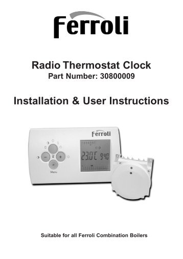 Radio Thermostat Clock Installation & User Instructions - Ferroli