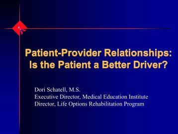 Patient-Provider Relationships - BC Renal Agency