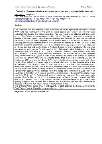 Evaluation of poplar and willow performances for biomass ...