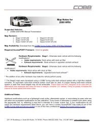 Map Notes for 2008 WRX - Cobb Tuning