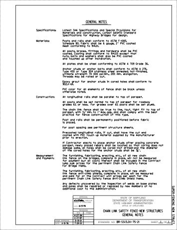 general notes chain link safety fence-new structures general notes