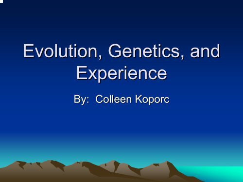 Evolution, Genetics, and Experience