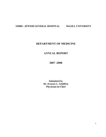 DEPARTMENT OF MEDICINE ANNUAL REPORT 2007 -2008