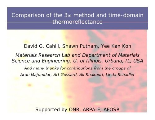 Comparison of the 3ω method and time-domain thermoreflectance