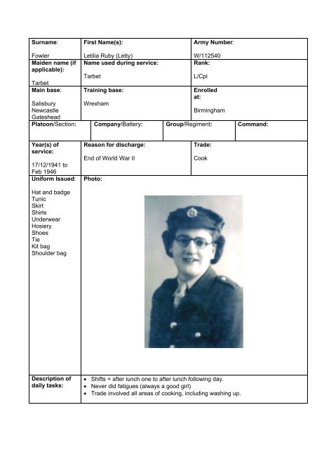 Fowler First Name(s) - ATS Remembered