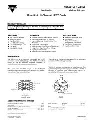 SST441NL/U441NL Monolithic N-Channel JFET Duals