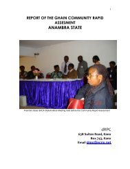 report of the ghain community rapid assesment anambra state