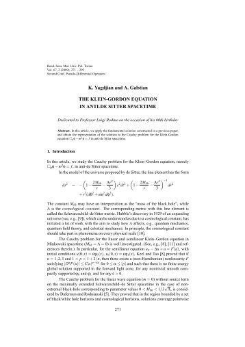 The Klein-Gordon equation in anti-de Sitter spacetime - Seminario ...