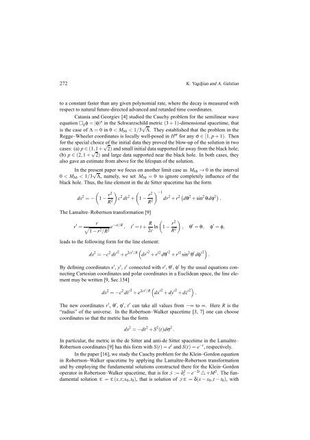 The Klein-Gordon equation in anti-de Sitter spacetime - Seminario ...