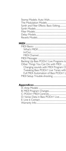 Line 6 Bass POD xt Live User Manual - MIDI Manuals