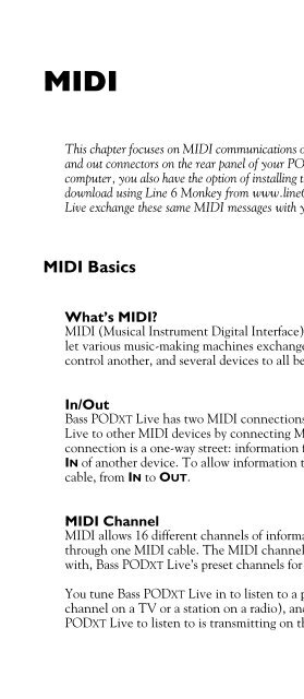 Line 6 Bass POD xt Live User Manual - MIDI Manuals