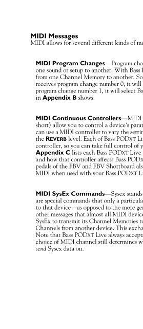 Line 6 Bass POD xt Live User Manual - MIDI Manuals