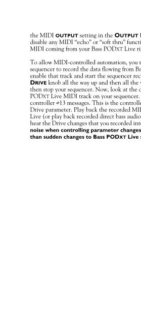 Line 6 Bass POD xt Live User Manual - MIDI Manuals
