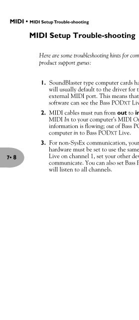 Line 6 Bass POD xt Live User Manual - MIDI Manuals