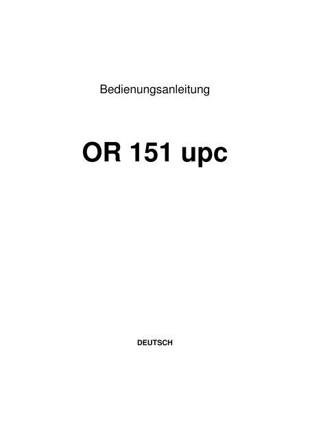 OR 151 upc - Cablecom GmbH