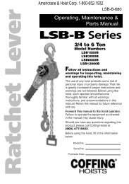 LSB-B Series - Coffing Hoists, Coffing Hoist Parts