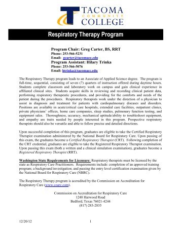 Respiratory Therapy Program - Tacoma Community College