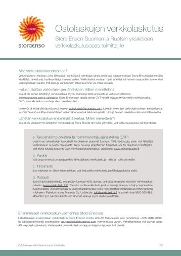 Ostolaskujen verkkolaskutus - Stora Enso