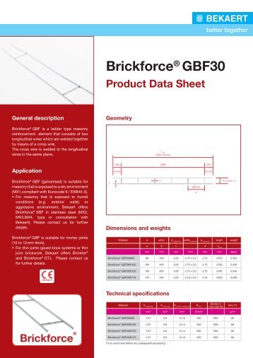 Data Sheet BrickforceÂ® GBF30 - Bekaert