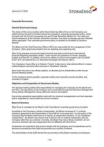 Corporate Governance (pdf version) - Stora Enso