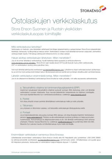 Ostolaskujen verkkolaskutus - Stora Enso