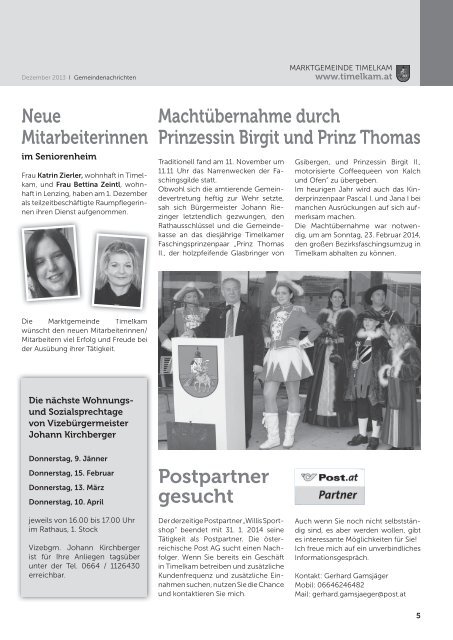 Timelkamer Gemeindenachrichten DEZ. 2013.indd - Marktgemeinde ...