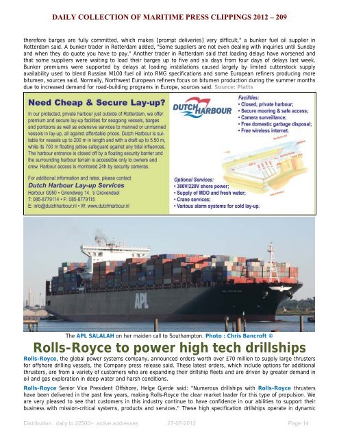 Maritime Press Clippings 2012 - Hydrex Underwater Technology