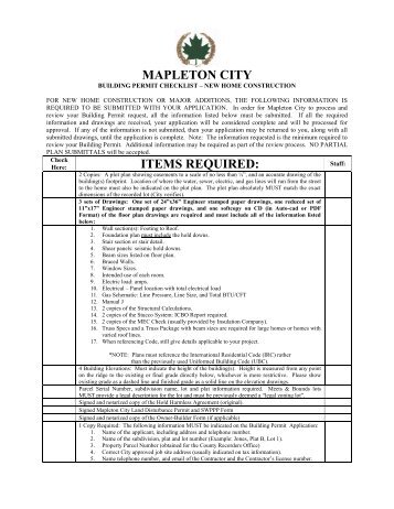 Building Permit Application - City of Mapleton