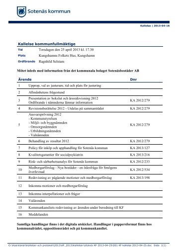 2013-04-25 KFs kallelse+handlingar.pdf - SotenÃ¤s kommun