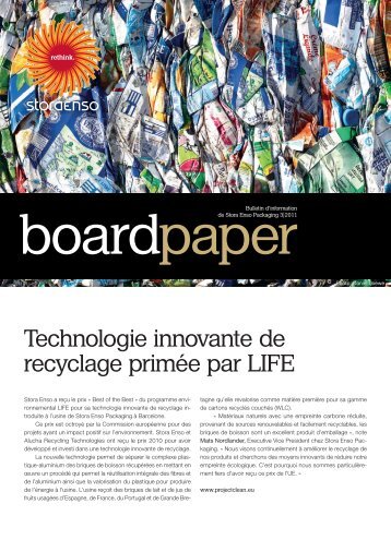 Technologie innovante de recyclage primée par LIFE - Stora Enso