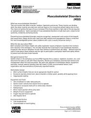 Fact Sheet Musculoskeletal Disorders (MSD) - wsib