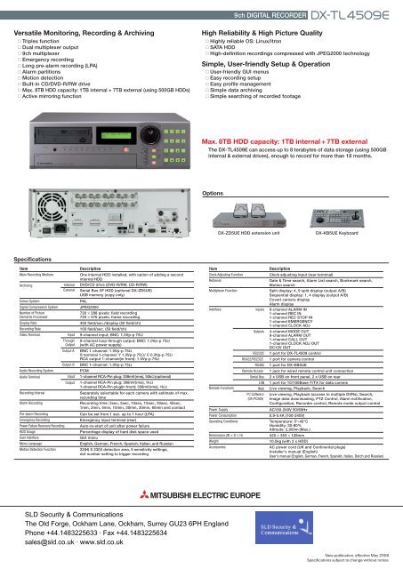 Mitsubishi DX-TL4509E Datasheet - SLD Security & Communications